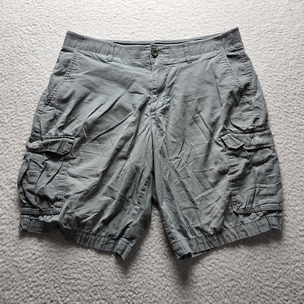 Izod Cargo Shorts Mens 36 Gray Cotton Spandex Stretch Relaxed Fit 10 Inseam